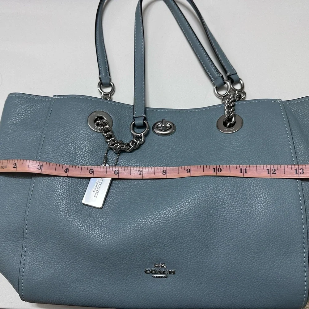 Coach Blue Leather Tote Bag - Picture 5 of 11